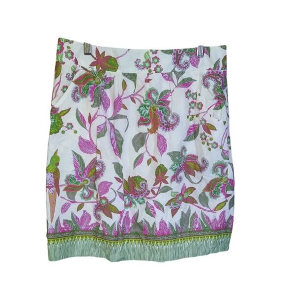 Edge & Esyllte Anthropologie Poinciana Floral Bird Print Womens Skirt Size S - Picture 1 of 7